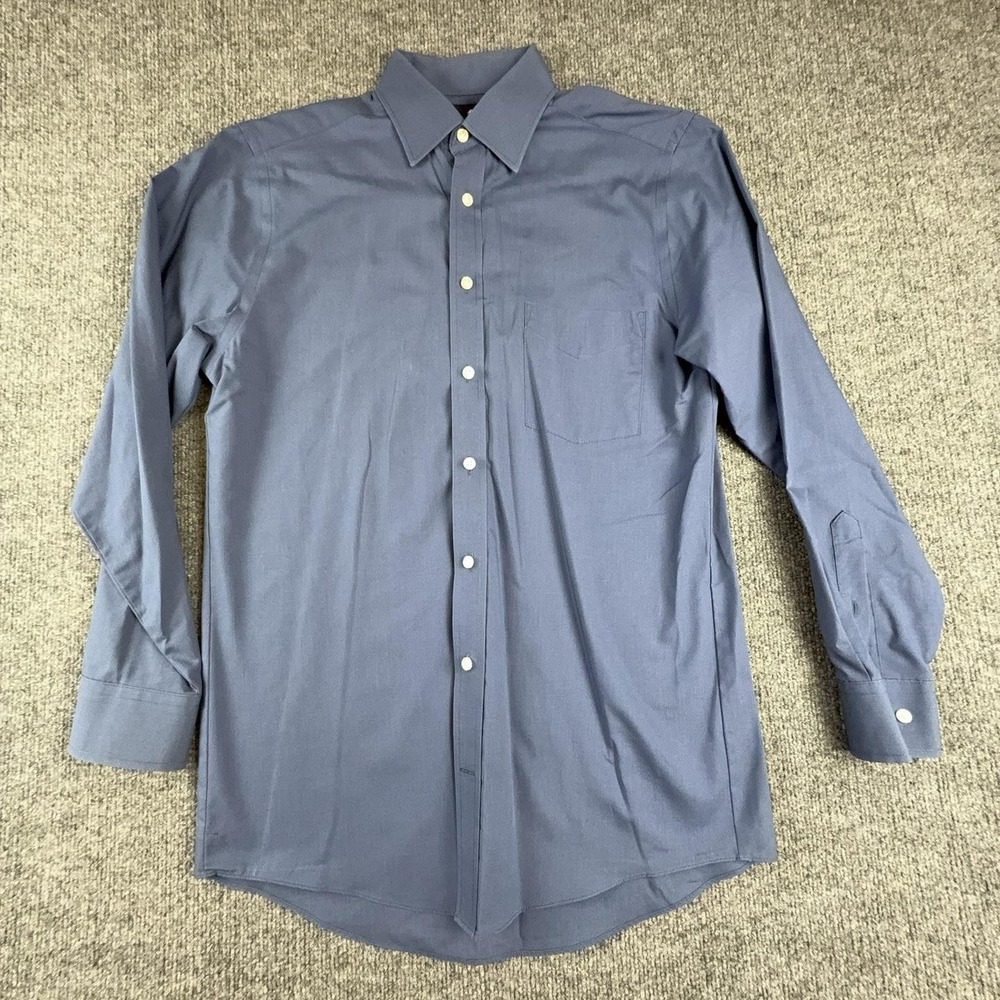 Stafford Dress Shirt Mens 14.5 32/33 Blue Travel Easy Care Regular Fit